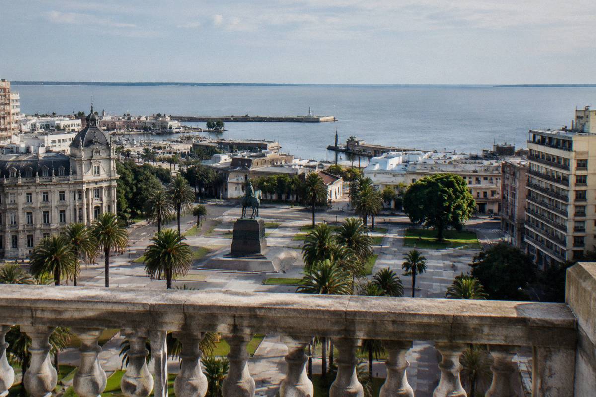 The view over Plaza Independencia from a high terrace