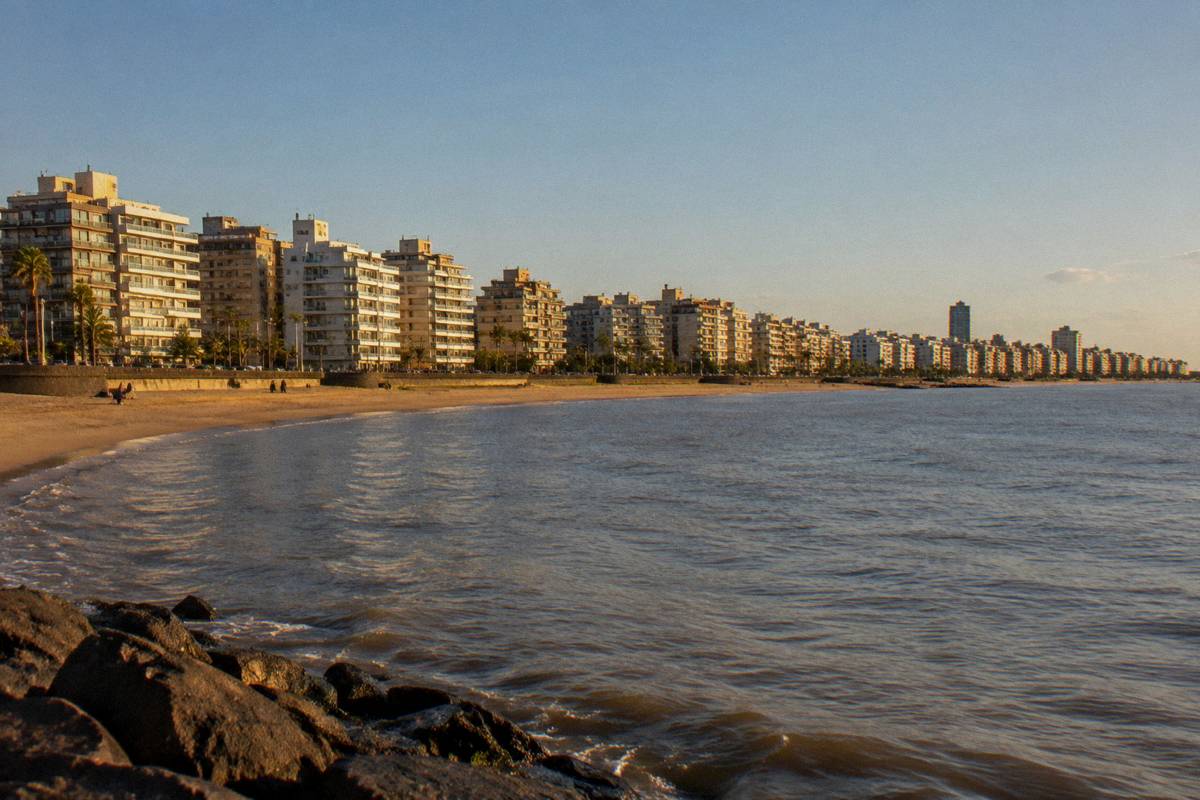 Apartment buildings along the Rambla at Pocitos beach